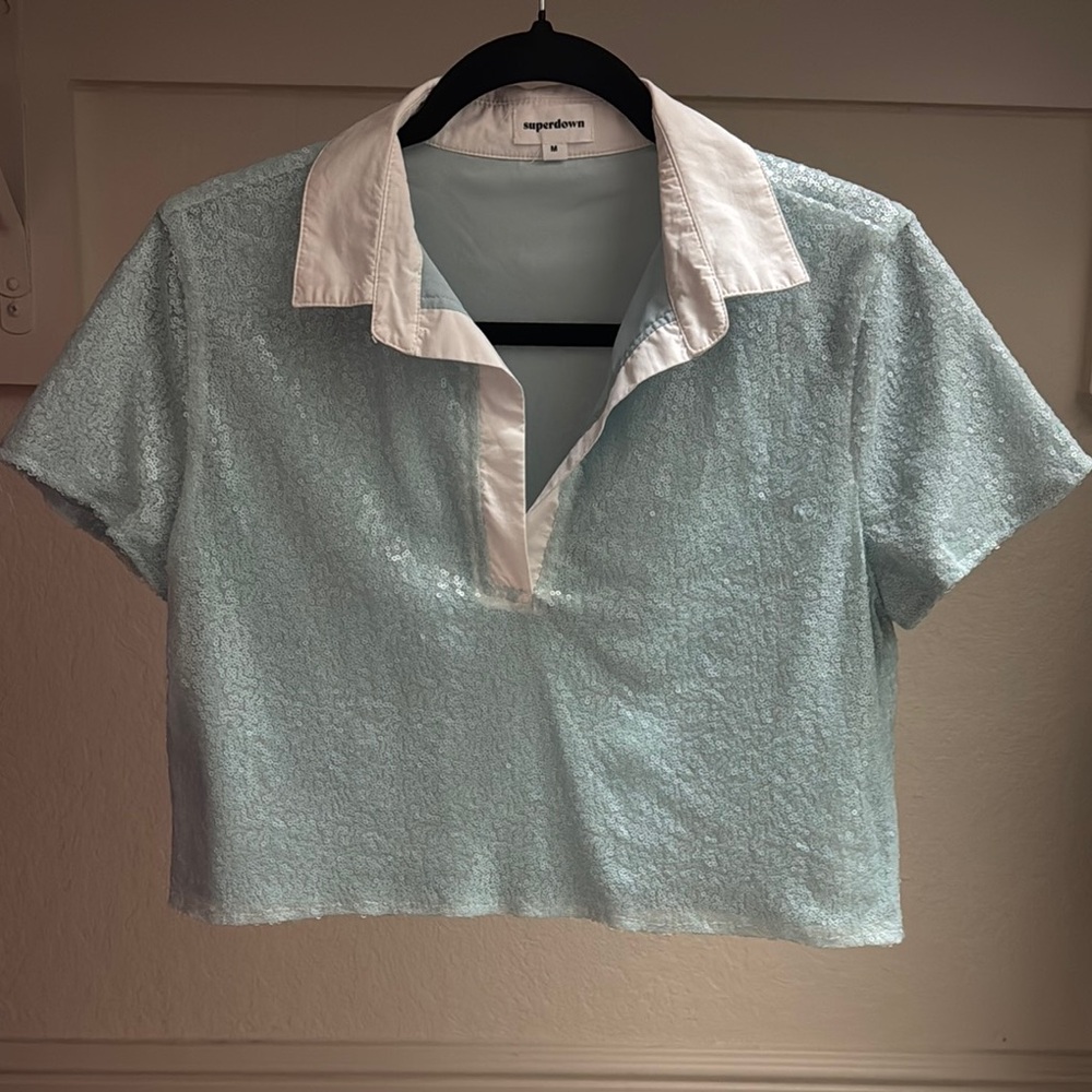 SUPERDOWN cropped sequins top
